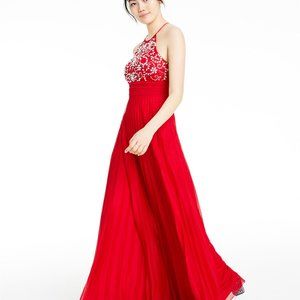 Red Beaded Formal Prom Dress